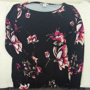 White House Black Market Black Floral Top